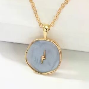 Anthropologie Gold Necklace with Blue Pendant